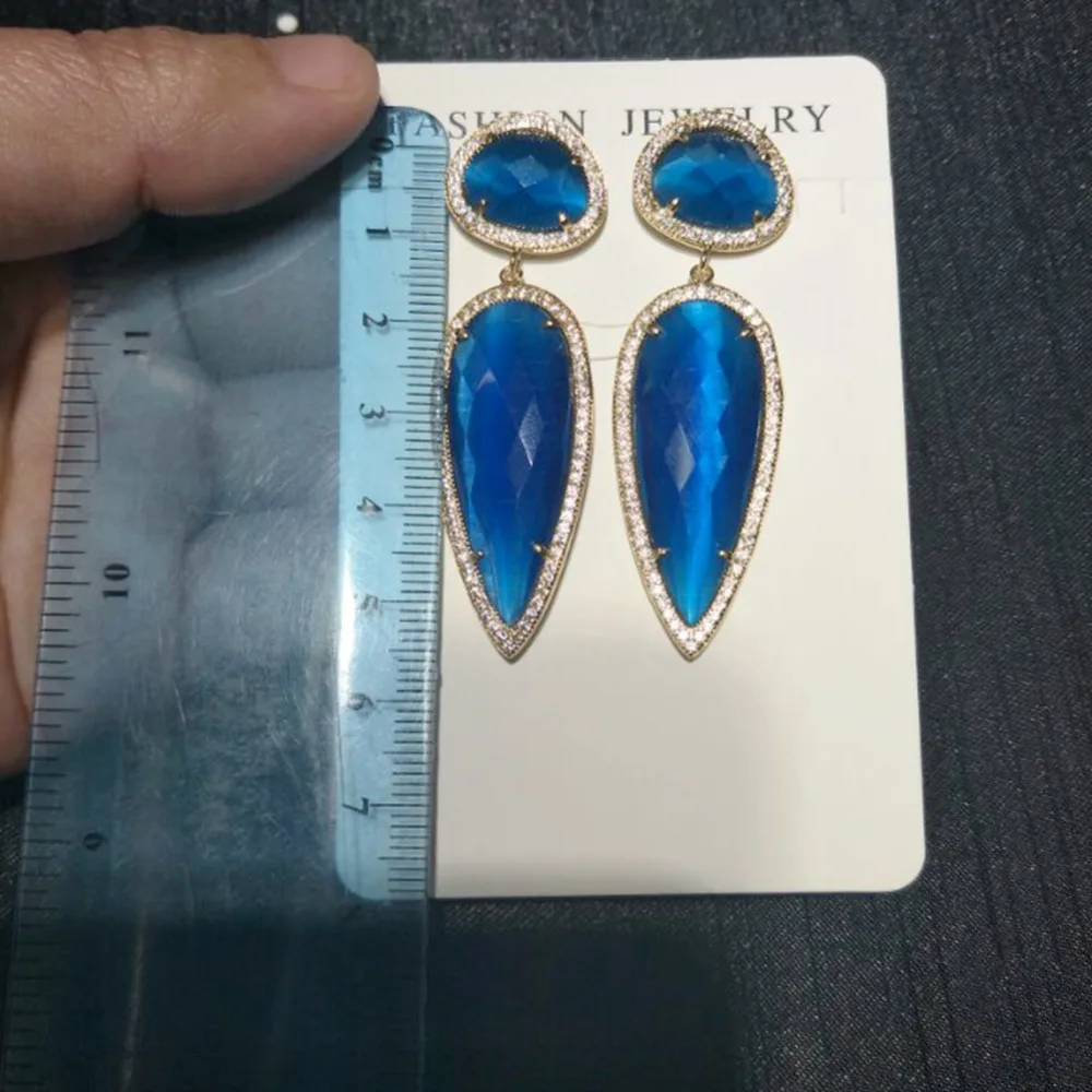 Женские серьги-подвески Water Drop длинные серьги золотистого цвета с натуральным