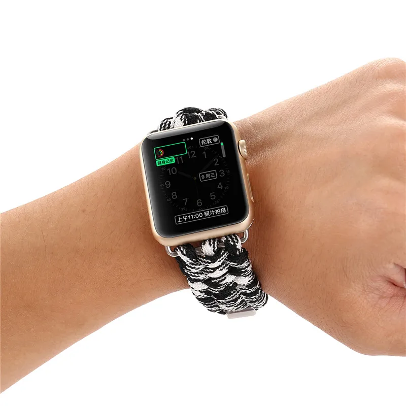 Спорт на открытом воздухе ремешок для Apple Watch Band 42 мм 38 мм веревка для выживания металлический болт застежка браслет для iWatch серии 4/3/2/1