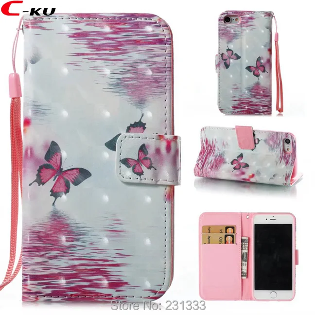 Кожаный чехол-кошелек с объемным рисунком в виде мультяшных героев C-ku для Iphone X 8 7