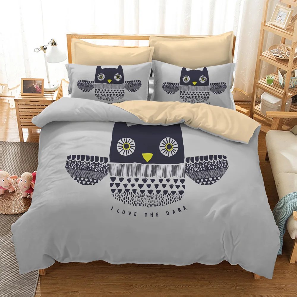 Набор пододеяльников с 3D рисунком совы ручная работа Рисунок I Love Dark домашний
