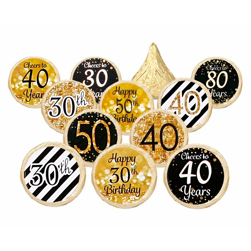 Бумажные наклейки для посуды 30th 40th 50th День Рождения украшения для взрослых золотой черный день рождения 40 50 60 лет День рождения украшения