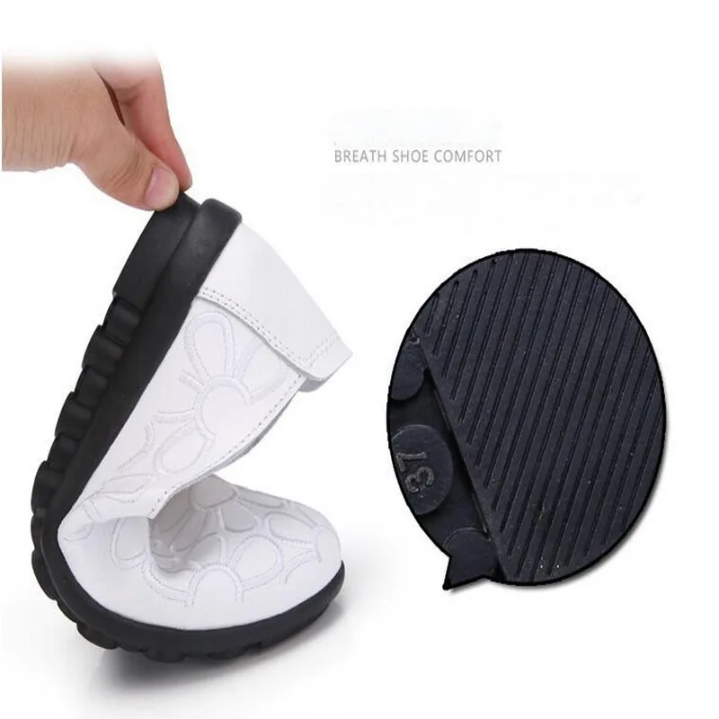 RUSHIMAN 2021 Split Leather Oxford Flat Shoes For Women New Autumn Embroidered Round Toe Casual  Ladies Loafers Walking shoes