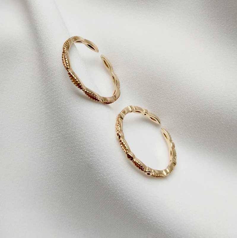 Открытое кольцо из стерлингового серебра 925 пробы Золотое крошечное маленькое