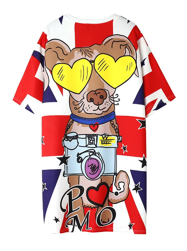 2017 лето новый мультфильм граффити ткань студенты с короткими рукавами длинные