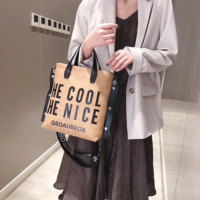 Fashion Handbag Women Letter Soft Messenger Female Shoulder Bags Large Shopping Tote Lady Crossbody Bag Purse | Багаж и сумки