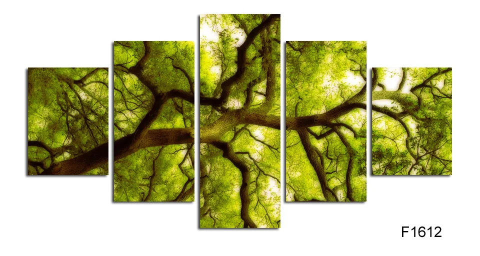 

5 Piece Green Trees Modern Home Wall Decor Canvas Picture Art HD Print Painting On Canvas Artworks Unframed