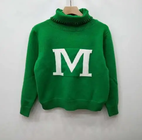 New Women's high collar long sleeve letter jacquard Sweater top fashion classic wild | Женская одежда