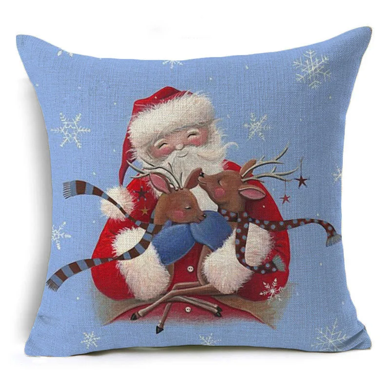 Monily Рождественская хлопковая льняная наволочка Санта Клаус Олень Снеговик чехлы