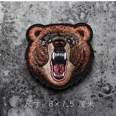 Bear Тигр Медведь Волк Вышивка Патчи военный значок эмблема 8 см DIY аксессуары обруч и петля - Цвет: Bear
