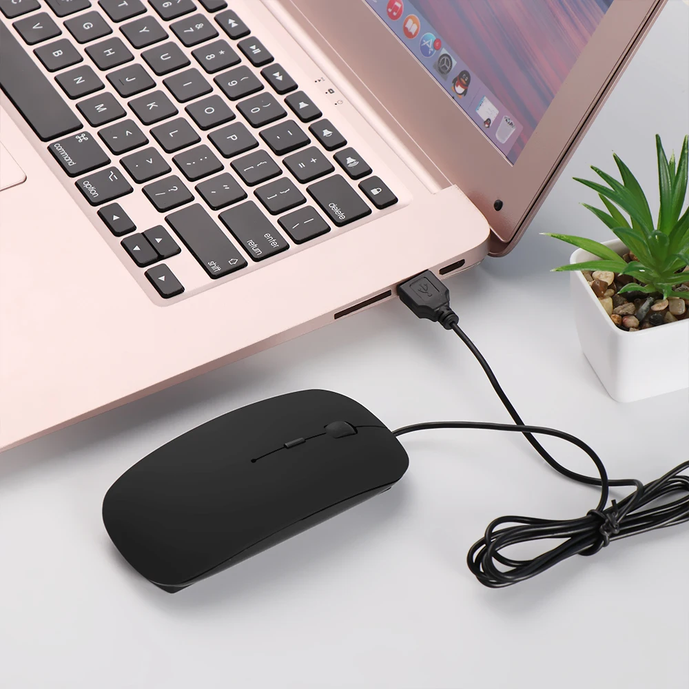 Ультратонкая проводная USB мышь 1600 DPI с беззвучной кнопкой для ноутбука ПК MacBook Air