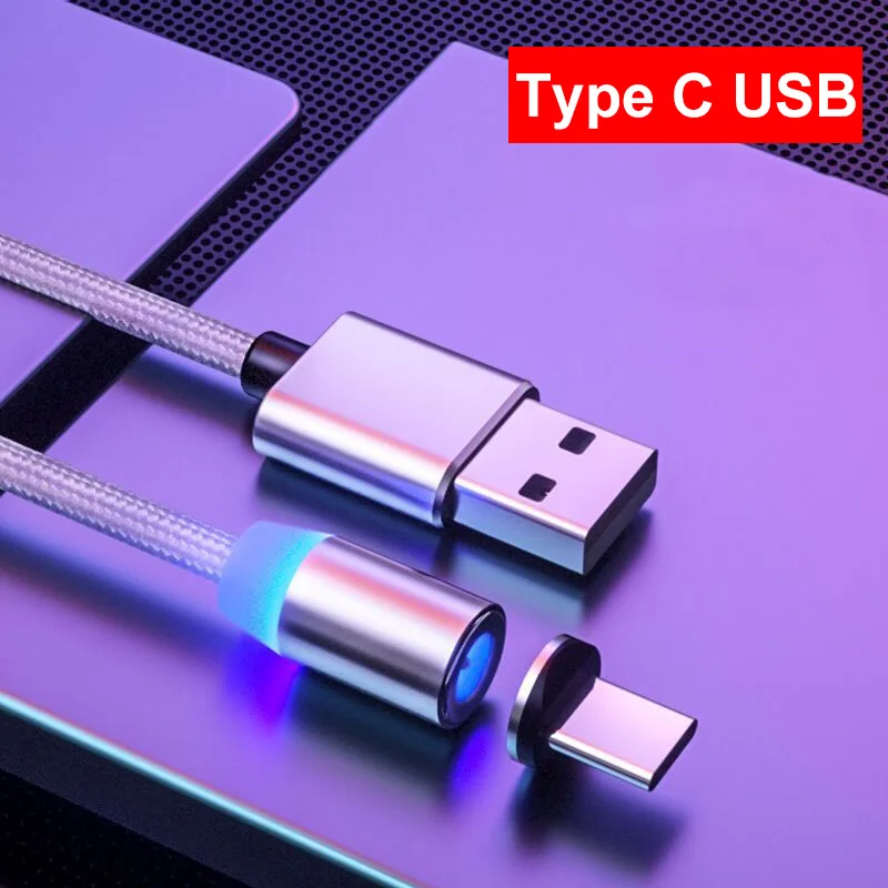 Silver Type C Cable Магнитный usb-кабель Олаф, Кабель Microusb для быстрой зарядки, кабель USB типа C, магнитный кабель для зарядки и передачи данных, кабель Micro usb для мобильных телефонов, кабель USB - Цвет: Silver Type C Cable
