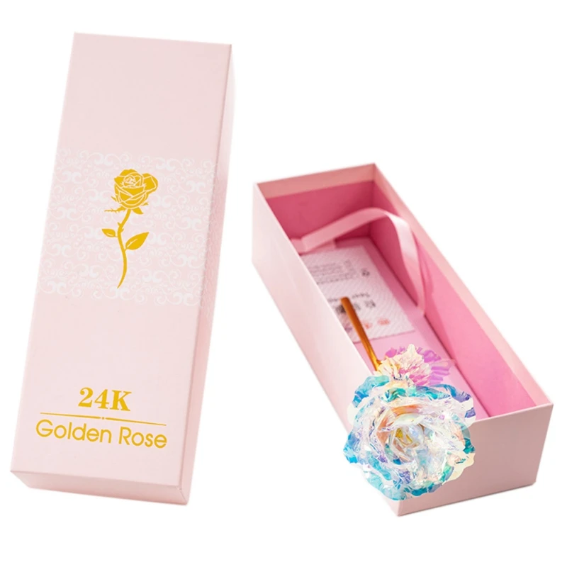 drop shipping valentine's day creative gift 24k Rose Pink Box Packaging With Vibration Light Base For Girl Friend | Дом и сад