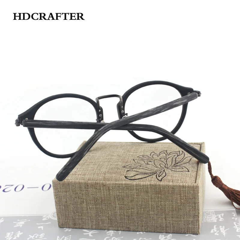 HDCRAFTER деревянные оправы для очков для мужчин унисекс круглые оправы для очков с прозрачными линзами Ретро оправы для очков по рецепту