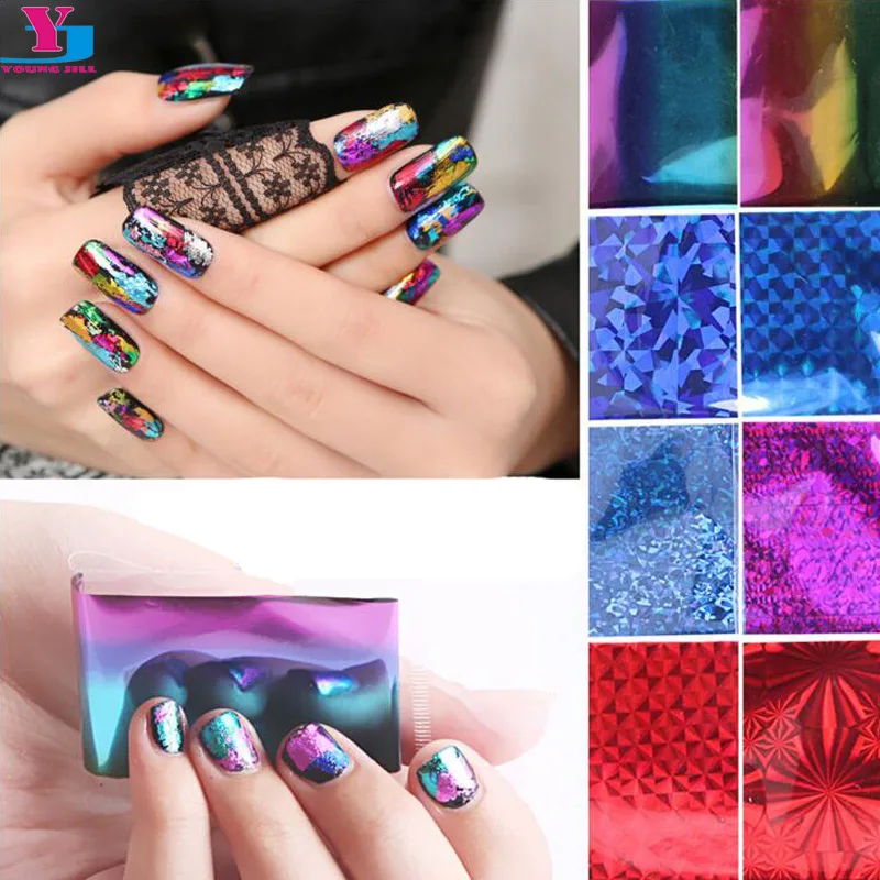 

30pcs/lot Fashion Transfer Nail Art Foil Sticker Glass DIY Unhas Beauty Laser Manicure Decoration Nail Polish Stencil Tools