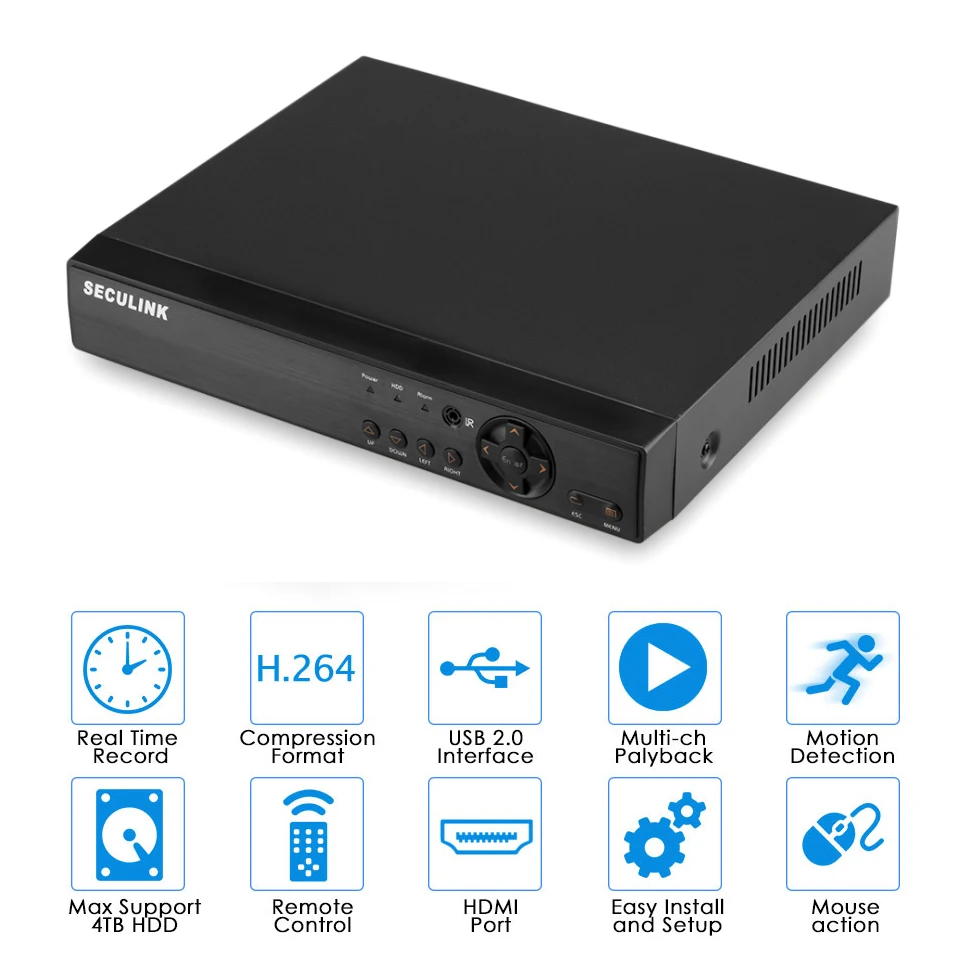 

Seculink 4CH 8CH 16CH 1080N 5-in-1 AHD DVR High Definition H.264 Compression Cloud P2P Remote Control CCTV Video Recorder