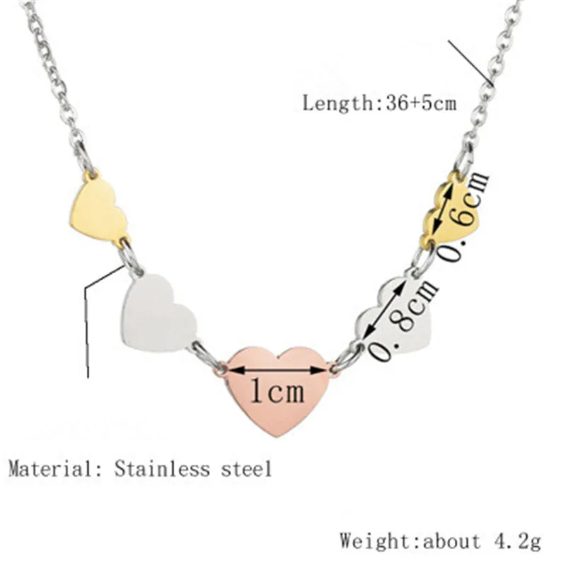New Korean Style Small Fresh Tricolor Love Pendant Necklace Woman Simple Stainless Steel BOHO Jewelry Rose Gold Gift | Украшения и