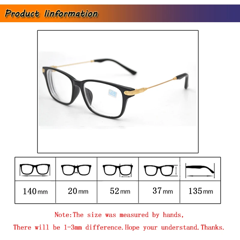 Очки для близорукости женские очки PC + металлическая модная квадратная оправа 1