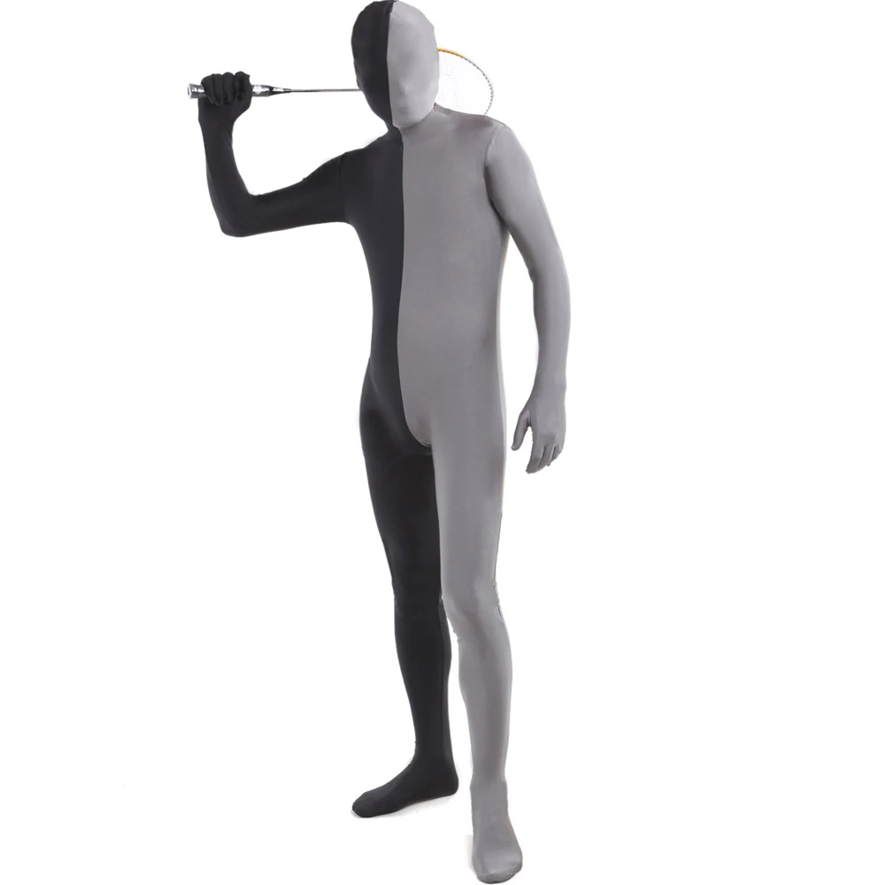 Взрослый смешанный цвет спандекс полное тело зентай костюм вторая кожа