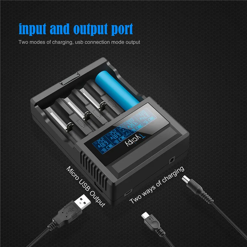 Tycipy 4 слота 18650/AA/AAA с ЖК экраном зарядное устройство VIP ZL440C Смарт USB Быстрая