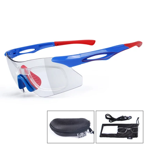 blue red NEWBOLER, бескаркасные фотохромные велосипедные солнцезащитные очки, мужские, для спорта на открытом воздухе, MTB, велосипедные очки, UV400, очки для близорукости, очки 24g - Цвет: blue red