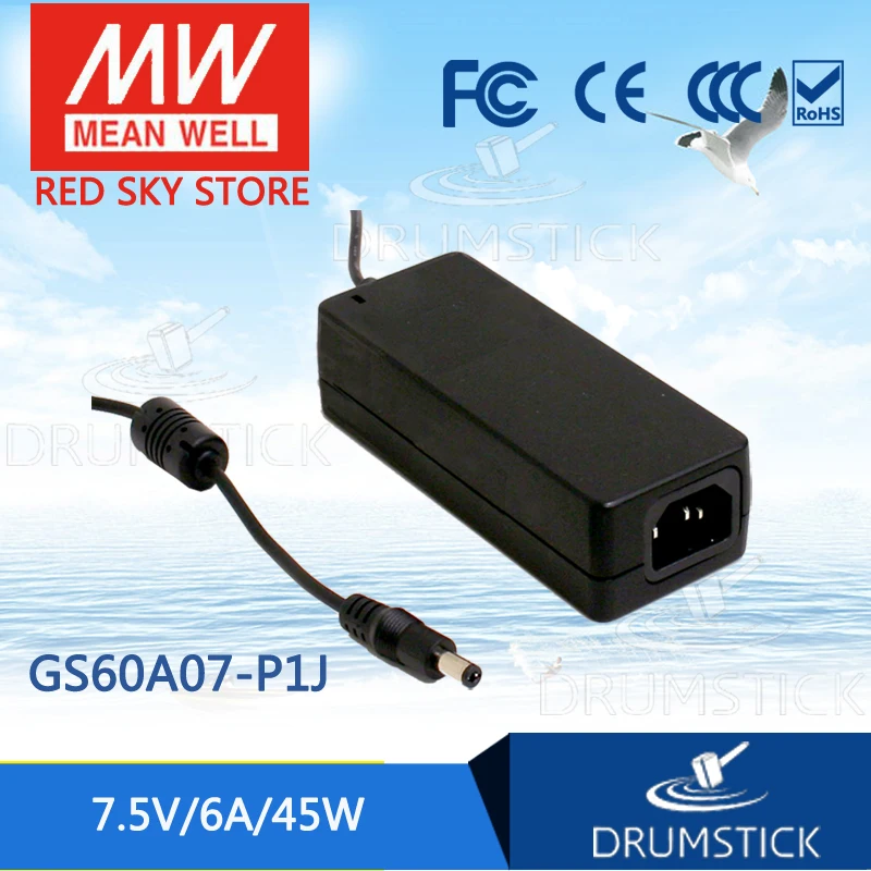 Процветание MEAN WELL GS60A07 P1J 7 5 V 5.34A meanwell GS60A 45W AC DC промышленный адаптер|adaptor 5v|meanwell 5v5v |