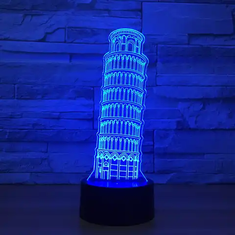 Акриловая Светодиодная лампа в форме Пизанской башни, 3D ночник для детей, лампа для сна, 3D лампа