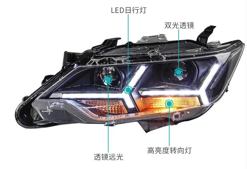 Car Styling for 2015 2016 2017 Toyota Camry V55 LED Headlight New Headlights drl Lens Double Beam H7 HID Xenon | Автомобили и