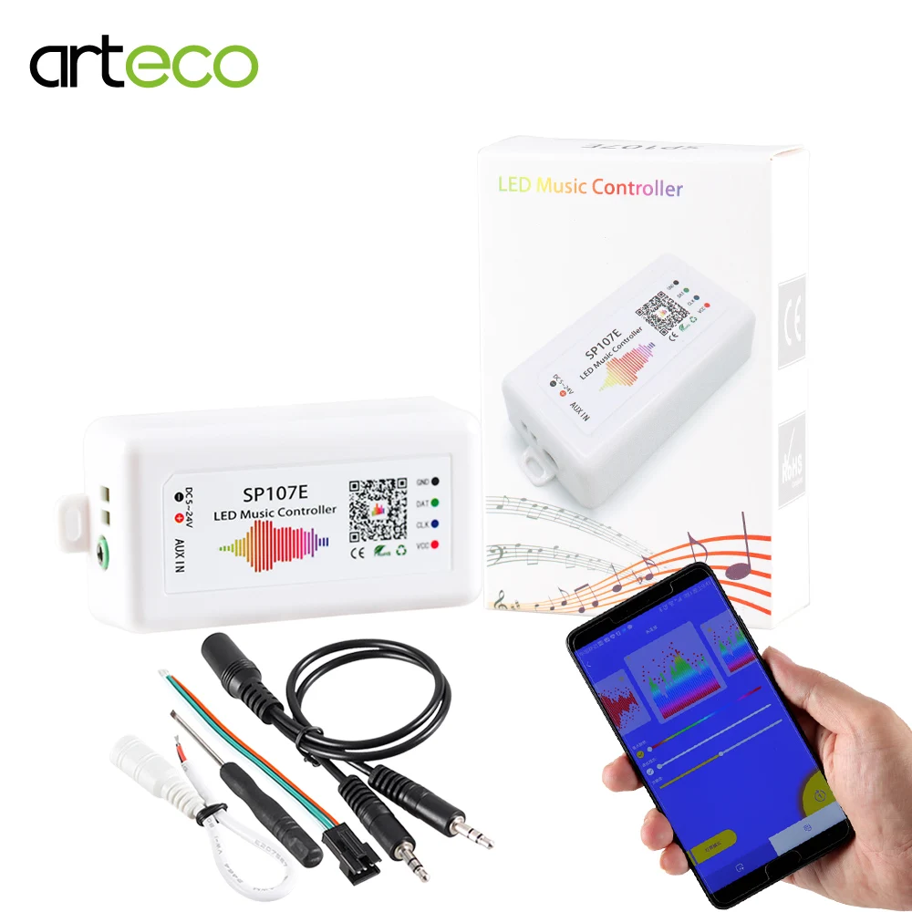 Светодиодный контроллер Bluetooth управление музыкой Pixel IC SPI Phone APP для WS2812 SK6812 SK9822 RGBW