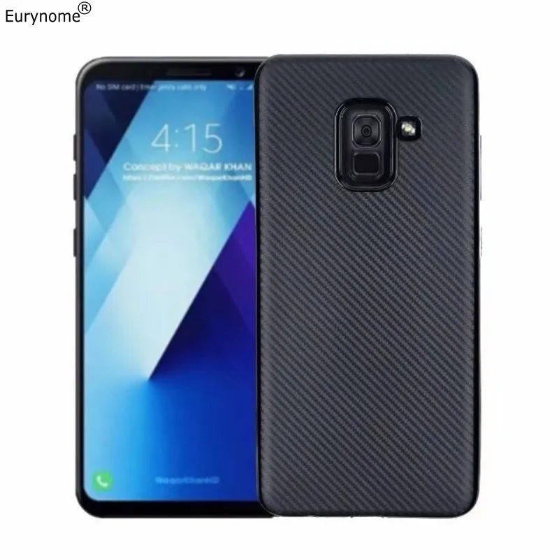 Чехол для samsung Galaxy A8 2018 плюс чехол противоударный мягкий из углеродного волокна