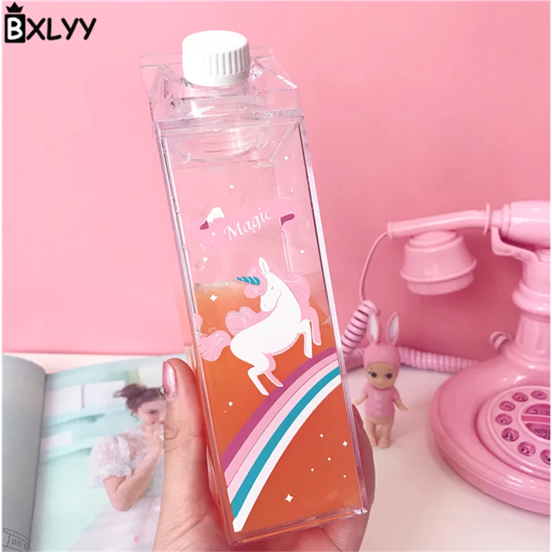 Милая Сакура, клубника, бутылка для воды, молочная коробка, форма, прозрачный пластик, портативная бутылка для питьевой воды, BPA бесплатно, на открытом воздухе, Travel.8z - Цвет: 12
