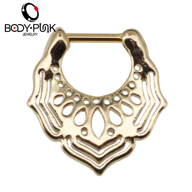 Тело в стиле панк Золотое кольцо нос перегородка для пирсинга мандала Feminino Daith