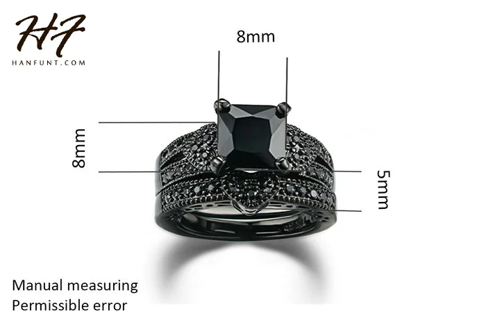 Любовь Сердце Blcak Золотое кольцо для мужчин и женщин мужские наборы колец AAA