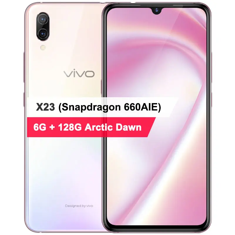 6G 128G Arctic Dawn VIVO X23 мобильный телефон 6,4" 6G Оперативная память 128G Встроенная память 24.8MP Камера Snapdragon 660 Octa core 3500 мА/ч, два задние фары мощностью 12+ 13 Мп сотовый телефон - Цвет: 6G 128G Arctic Dawn