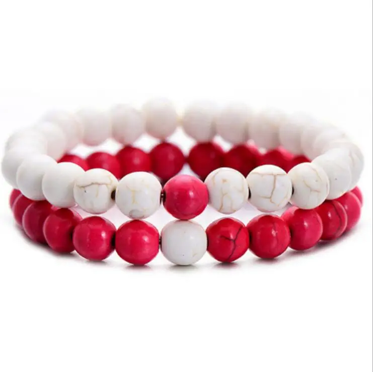 2 шт./компл. парный браслет с классическим натуральным камнем белые и черные