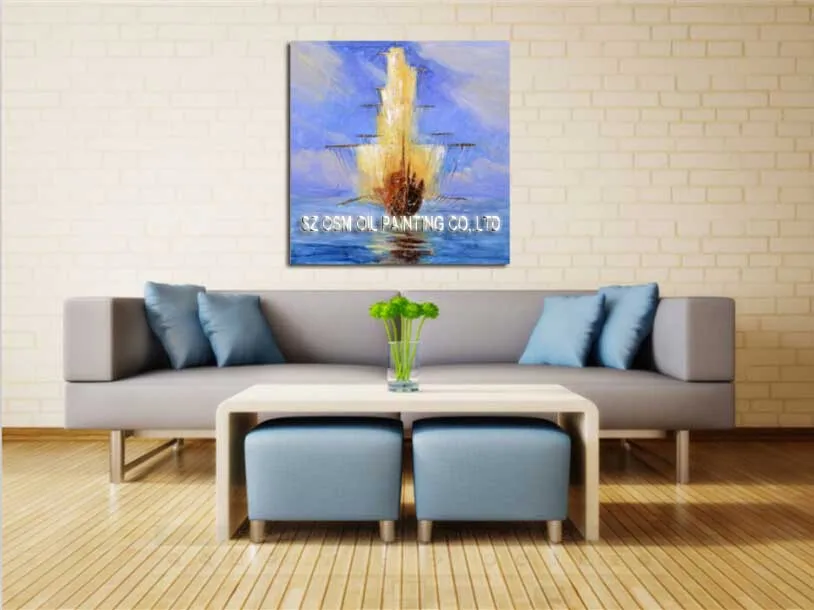 Популярная художественная живопись с лодкой домашнее украшение абстрактная