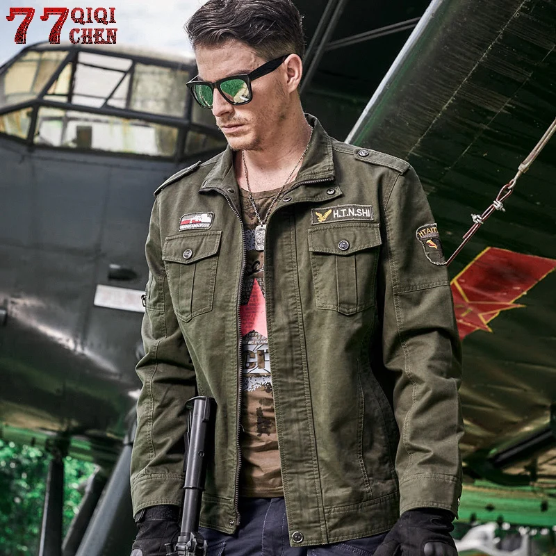 

Men Autumn winter military jackets cotton bomber jacket coat navy pilot jacket air force casual cargo jacket Plus Size 4XL