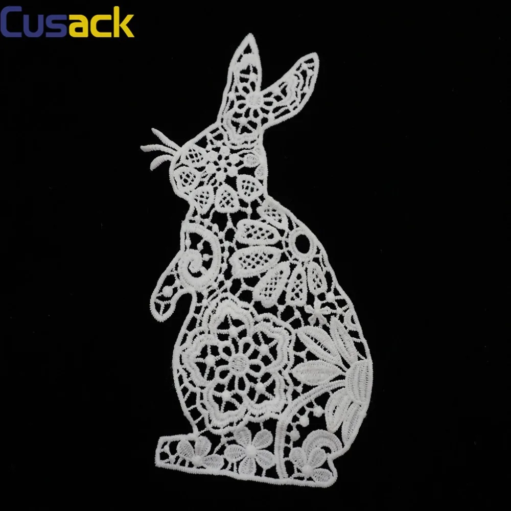 Cusack белый кролик животное Кружева Аппликация ручной работы DIY одежды платье