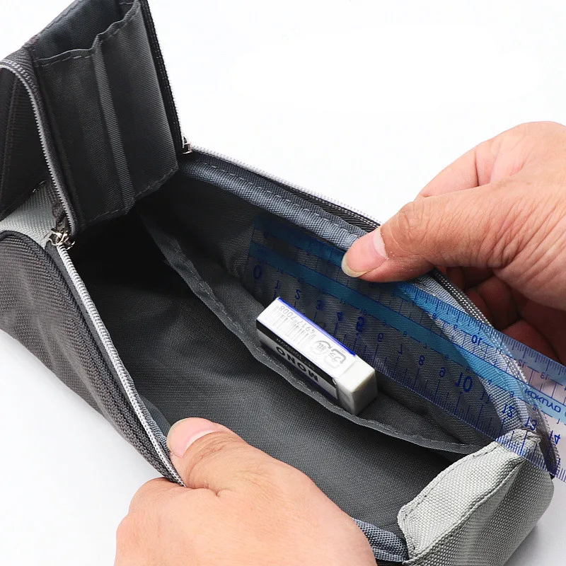 

Square Canvas Pencil Bag Simple Multifunctional Large Capacity Receiving Bag Student Stationery Pencil Box Creative Pencil Box