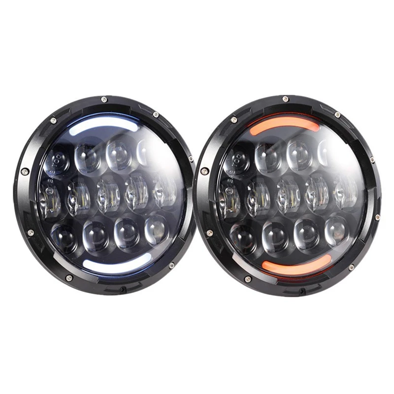 Pair 7 Inch Round LED Headlight White Halo Angel Eye &amp DRL Projection Lens For LJ Tj Fj Cruiser Hummer MAC | Автомобили и