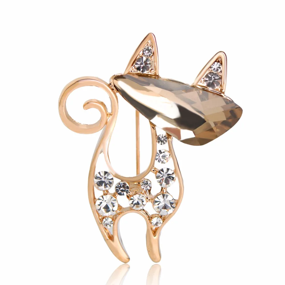 Новый Кот Броши Для женщин Шляпа Сумка Шарф Клип булавки Кристалл Милые Животные