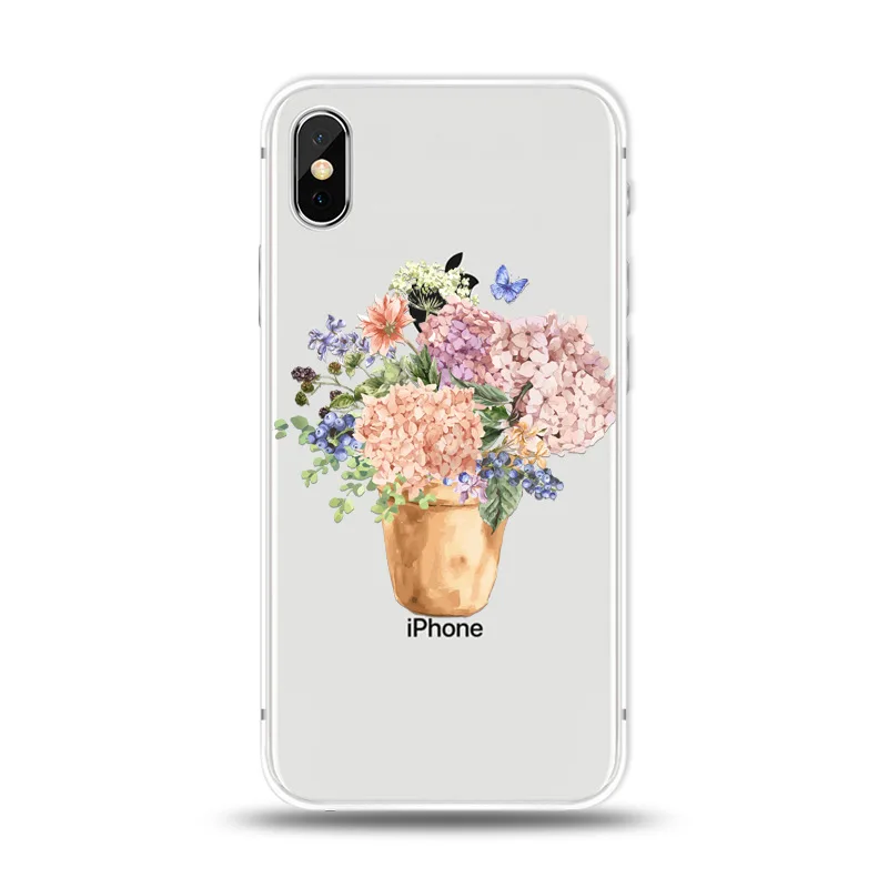 Прозрачный чехол для iPhone XR XS Max X 8 7 Plus 3D рельеф цветок листья Случаях Ясно Мягкие TPU