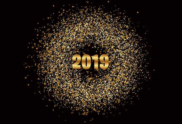 Sensfun Happy Новый Год Вечерние фон черный тема с золотым блеском круглый 2019 День