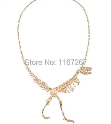 new arrival Hot ! 3color Vintage Metal Fashion Walking Dinosaur Skeleton Tyrannosaurus Pendant Necklace Wholesale Jewelry | Украшения и