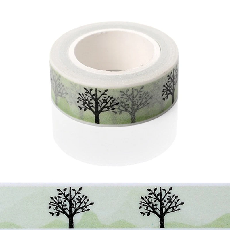 1 шт. 15 мм * 5 м Дерево Узор Золотая фольга печать японский Васи декоративная