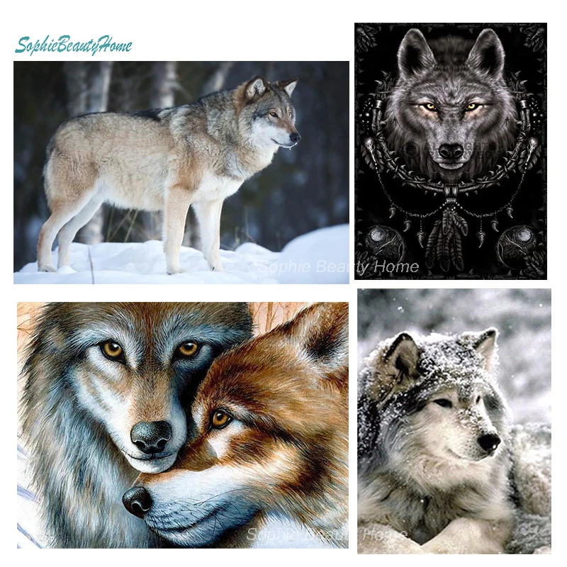 

Sophie Beauty Home 5D diamond painting fierce wolf series cross stitch 3D crystal full decoration Diy mosaic pattern home