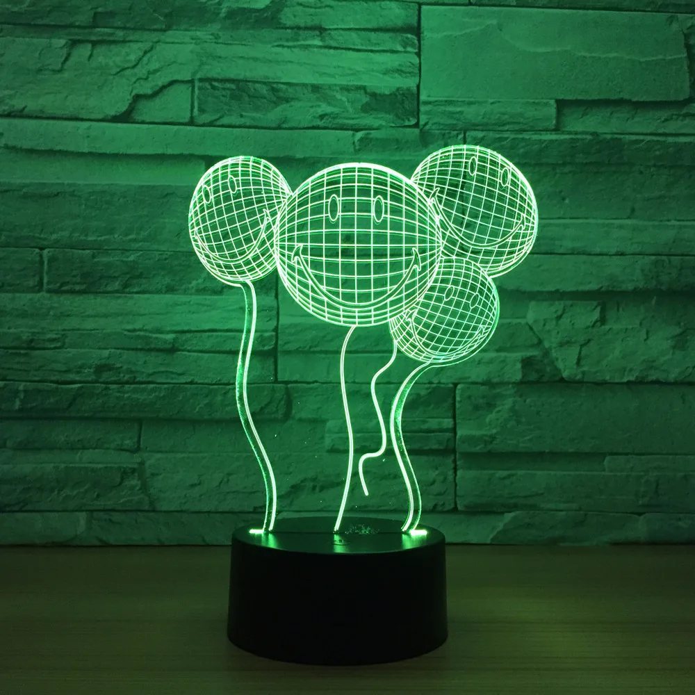 Улыбающееся лицо воздушный шар 3D ночник дистанционный сенсорный выключатель 7