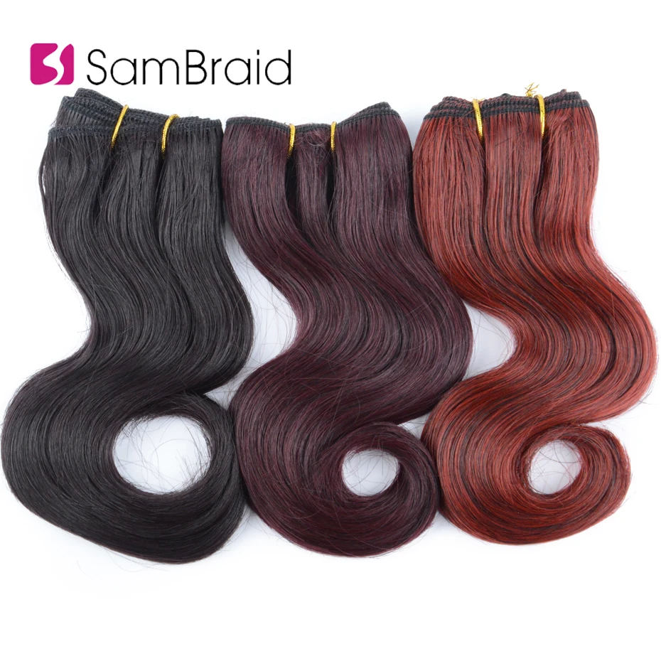 Sambraid 8 дюймов Короткие афро волнистые синтетические волосы для наращивания