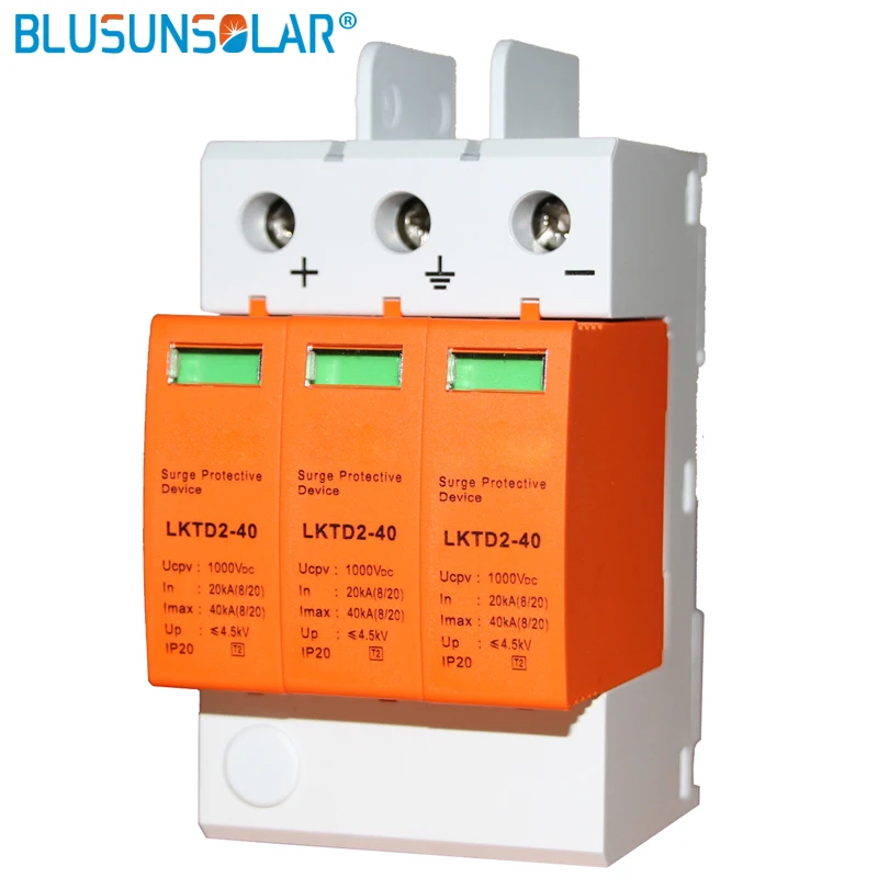 

50 pcs/lot 3P DC1000V SPD 20/40KA DC Surge Arrestor Protective Device for Solar System Protection