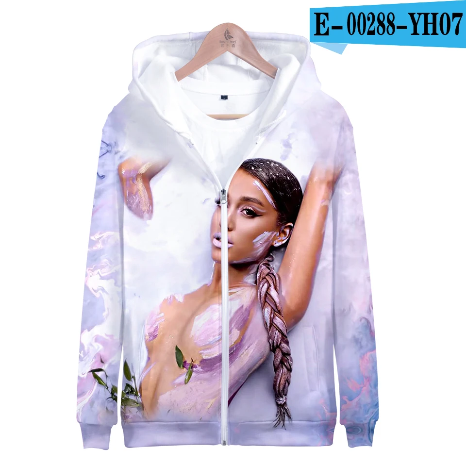 Ariana Grande толстовка на молнии, повседневные толстовки, новая модная крутая осенняя и зимняя одежда Highstreet, толстовка - Цвет: Черный