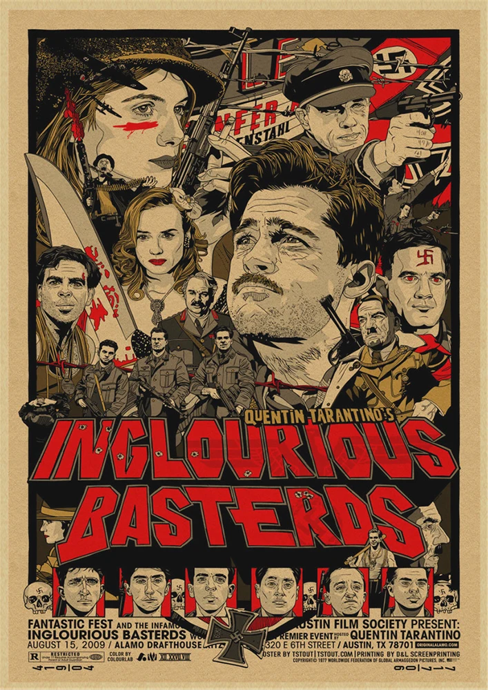 Inglourious Basterds Квентин Тарантино Классические фильмы домашний интерьер украшения Крафт Фильм плакат рисунок core наклейки на стену